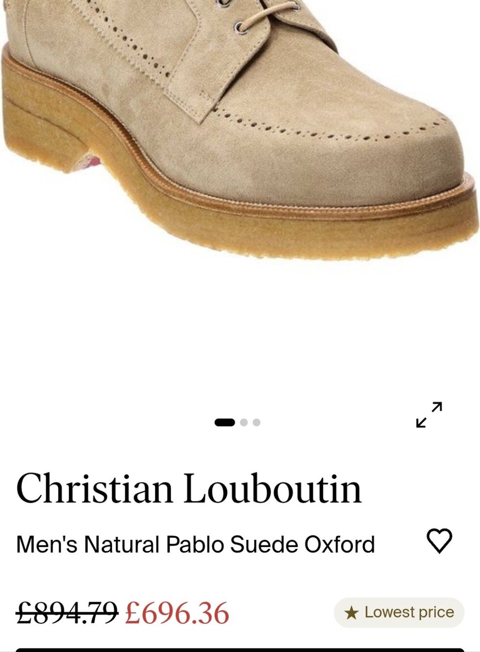 Christian Louboutin

Men's Natural Pablo Suede Oxford